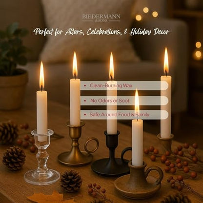 Biedermann & Sons Brown Chime Candles (20 Count Box), Unscented Dripless Tapers, 4 Inch Tall 0.5 Inch Diameter, Up to 2 Hour Burn, Paraffin Wax Sticks for Angel Chime Carousels and Holders - color: Brown