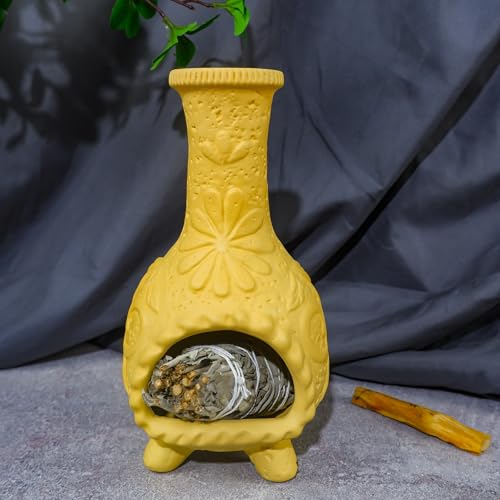 Yellow Floral Palo Santo Chiminea,Smudge Stick-Incense Cones Burner Holder - color: Flower Palo Santo Holder-yellow