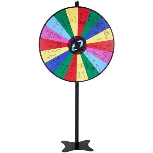 VEVOR 36 inch Spinning Prize Wheel, 18 Slots Spinning Wheel, Roulette Wheel with a Dry Erase and 2 Markers, Tabletop or Floor Standing Win Fortune Spin Games in Party Pub Trade Show Carnival - style: 36 INCH