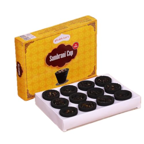 12 PCS Premium Sambrani Dhoop Cups – Long Lasting Loban Incense Cups for Prayer, Puja, Meditation – Natural Resin & Charcoal Incense – Home Fragrance Aromatherapy (Black)