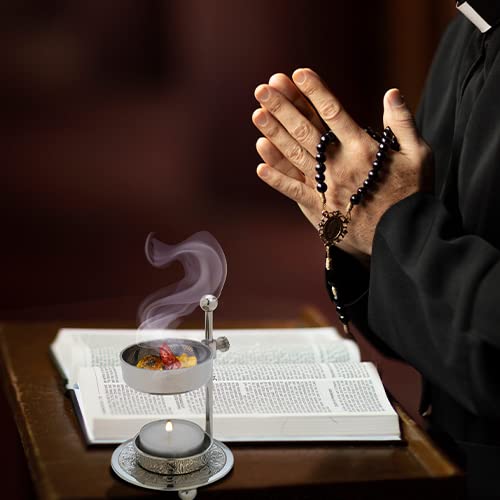 Premium Handmade Nickel-Plated Brass Incense Burner [Silver] with Adjustable Height (4.33 inch) – Includes Screen and Tealight for Perfect Smoking Experience - color: Silver