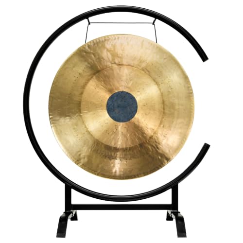 22" Chinese Gongs on the Seaside C-Stand - Includes Gong, Stand, & Mallet/Sturdy & Compact Design - color: 22" Chocolate Drop Gong
