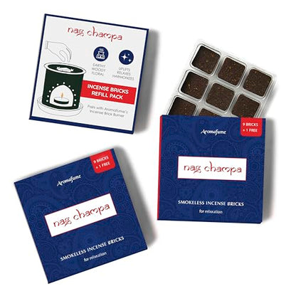 Nag Champa Incense Brick 3 Pack for Meditation with Jasmine, Aromafume