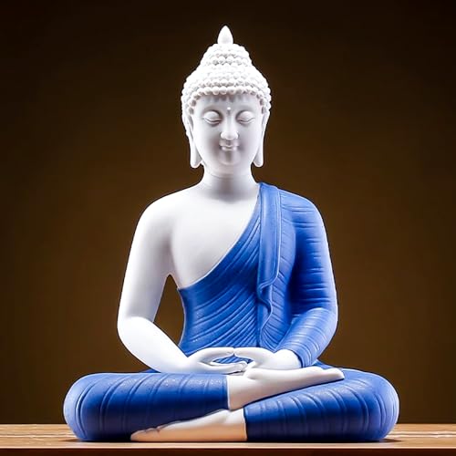 17.7" Shakyamuni Buddha Statue Blue Ceramic Home Decor - color: Blue, size: 17.7INCH