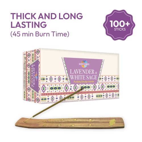 Sacred Element's Lavender & White Sage Masala Incense Sticks – Calming Aromatherapy Blend for Meditation, Relaxation & Cleansing – Perfect Fall or Housewarming Gift – 15g Pack (Total 100+ Sticks)