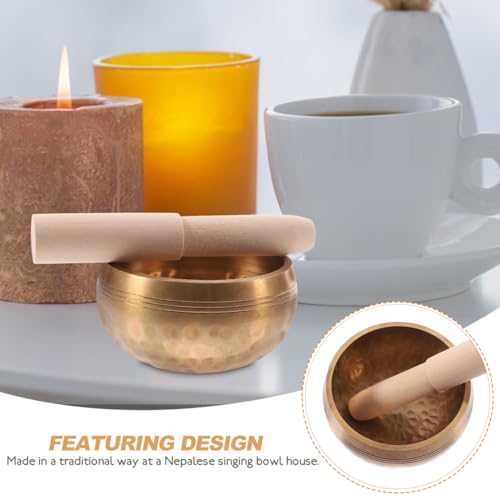 ibasenice Tibetan Singing Bowl Handmade Sound Bowl with Mallet Meditation Chime for Yoga Relaxation Prayer Sound Therapy 3.14 in - size: 8X8CM