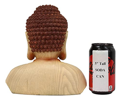 Ebros Medium Feng Shui Shakyamuni Buddha Gautama Bust with Ushnisha and Rosy Cheeks Statue Amitabha Celestial Buddhas Figurine Altar Decoration Buddhism Religious Sculpture in Faux Wood Resin Finish - color: 8.75"tall Buddha Bust
