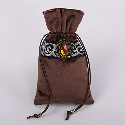 BLESSUMEWicca Square Altar Tarot Table Cloth for Reading with Card Pouch 24.4 * 24.4 inch (Coffee 1) - color: Coffee 1