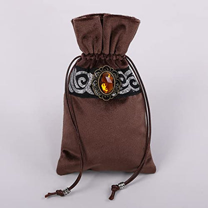 BLESSUMEWicca Square Altar Tarot Table Cloth for Reading with Card Pouch 24.4 * 24.4 inch (Coffee 1) - color: Coffee 1