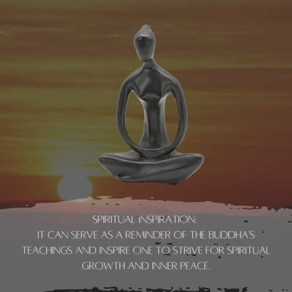 Bellaa 23134 Buddha Statue 8" - Zen Meditation Figurine | Modern Abstract Yoga Lady Sculpture | Black Resin Home Decor for Living Room Office Garden | Spiritual Mindfulness Gift
