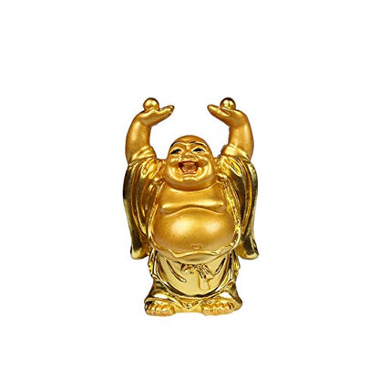 BRABUD Resin Laughing Buddha Figurines 2.5’’Height Gilting Buddha Statue Big 6 Set Gold - color: 2.5''resin Red Lips Set