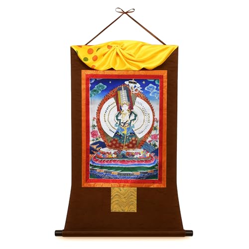 Mudra Crafts Sitatapatra Extra Large Tibetan Thangka Buddha Wall Art - color: Sitatapatra