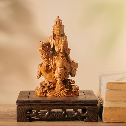 Wooden Guan Yin Bodhisattva Statue – Kuan Yin Quan Yin Buddha for Feng Shui, Meditation, and Spiritual Decor, Zen Gift for Home & Altar Decoration - style: Art Deco