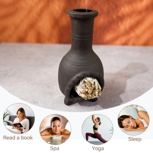 Sage & Palo Santo Sticks Holder for Incense Cones,Tabletop Incense Burner - color: Mexican Palo Santo Holde-black