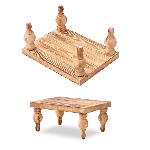 Decorative Wood Risers for Display - 12 x 9 x 5.5 Wood Pedestal Stand Table for Farmhouse Decor, Kitchen Counter Display - Wooden Kitchen Soap Tray