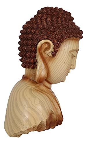 Ebros Large Feng Shui Shakyamuni Buddha Gautama Bust with Ushnisha and Rosy Cheeks Statue Amitabha Celestial Buddhas Figurine Altar Decoration Buddhism Religious Sculpture in Faux Wood Resin Finish - color: 12.25"tall Large Buddha Bust