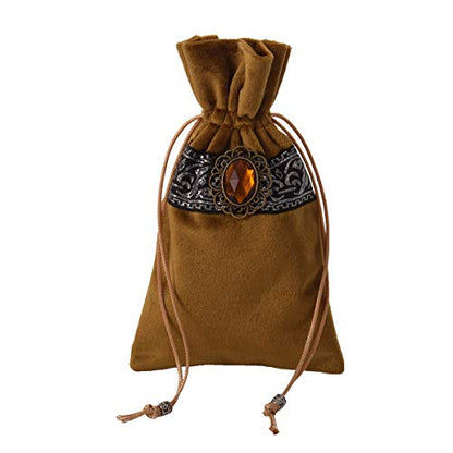 BLESSUME Witch Square Velvet Divination Altar Tarot Table Cloth and Pouch Dark Yellow - color: Dark Yellow
