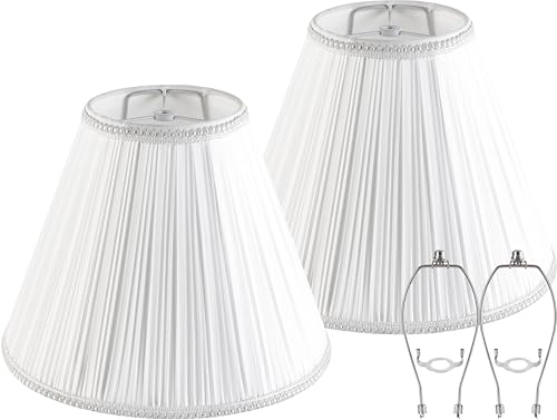 PAPAYA White Pleated Lamp Shades Set of 2 6"×13"×9.8" Bell Shade - color: White-2 Pack