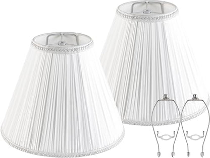 PAPAYA White Pleated Lamp Shades Set of 2 6"×13"×9.8" Bell Shade - color: White-2 Pack