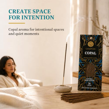 LotsOfZen White Copal Incense Sticks, 70 Count, Long Burning, Charcoal-Free - color: Copal