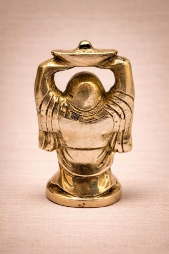 athizay Brass Laughing Buddha Idols for Home Decoration and Gifting Antique Gold Finish Lord Buddha Statues for Home and Office. (Brass Laughing Buddha Antique Gold)