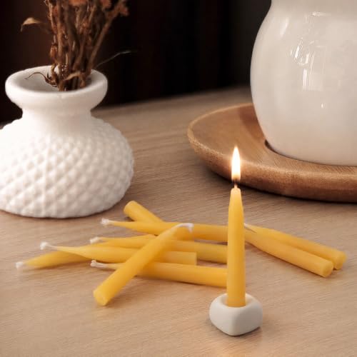 Natural Beeswax Candles 10 Pack, 20 Minutes Burning Mini Candles,Smokeless Dripless Bees Wax Candles for Yoga-Raw - color: Raw, size: 10