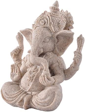 Elephant Statue Figurine Sandstone Ganesha Buddha Statue Hand Carved Sculpture