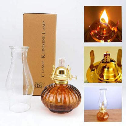 Large Oil Lamp for Indoor Use,Kerosene Lamp with 2 Pcs Wicks and 1 Tweezers