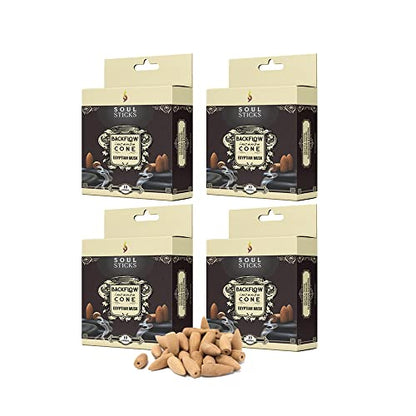 Soul Sticks Backflow Incense Cones – 40 Handmade Organic Cones for Waterfall Burner | 4 Pack Long Lasting Aromatic Scents | Thick White Smoke Incense for Meditation, Yoga & Gifts (Egyptian Musk) - color: Egyptian Musk