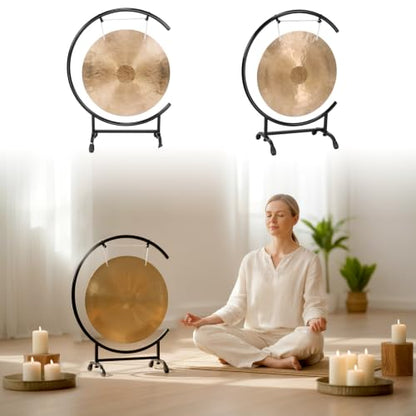 18 Inch Chinese Percussion Instrument Copper Gong with C Stand & Mallet Percussion Instrument for Home Decor Housewarming Blessing