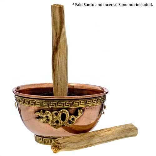 Alternative Imagination Dragon Copper Bowl - Offering Bowl For Altar Use, Ritual Offerings, Witchy Home Decor - Incense Holder for Incense Cones, White Sage, Palo Santo Sticks - 3 Inches Wide - style: Dragon