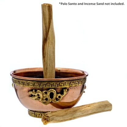 Alternative Imagination Dragon Copper Bowl - Offering Bowl For Altar Use, Ritual Offerings, Witchy Home Decor - Incense Holder for Incense Cones, White Sage, Palo Santo Sticks - 3 Inches Wide - style: Dragon