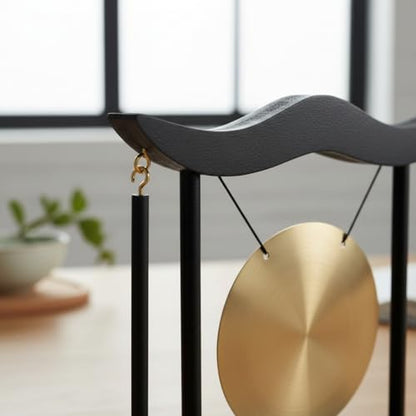 Zen Table Gong, Desktop Meditation Gong with Wooden Stand and Mallet, 9 Inch Height - 1 Count