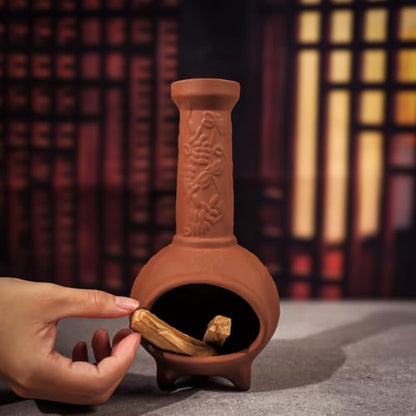 MOUGIGI Handmade Terracotta Palo Santo Holder, Mini Chiminea Incense Dish - color: Terracotta -Dragonfly Palo Santo Holder