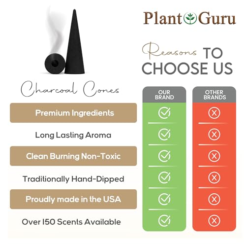 Peppermint Charcoal Incense Cones 2" BACKFLOW - 60 Pack Bulk - Natural Scented Cones Handmade Hand Dipped