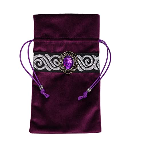BLESSUME Wicca Square Altar Tarot Table Cloth for Reading with Card Pouch 24.4 * 24.4 inch (Purple 1) - color: Purple 1