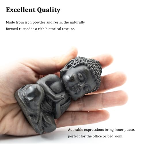 Small Buddha Statue, 3.5“ Zen Sculpture for Home Decor, Indoor Small Buddha Figurines for Home Feng Shui Decor(Cast Iron-Praying) - style: Cast iron-praying