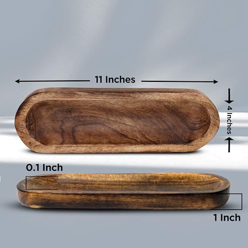 Incense Holder-Incense Burner/Ash Catcher-Handmade Wooden Insence Tray Home Decor 11x4x1.2 Inches - style: PLAIN BROWN