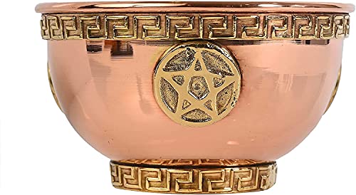 Pentagram Copper Offering Bowl 3", Great for Altar use, Ritual use, Incense Burner, smudging Bowl, Decoration Bowl, offering Bowl - New Age Imports, Inc. (Pentagram) - style: Pentagram