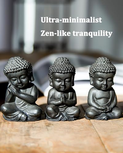 Small Buddha Statue, 3.5“ Zen Sculpture for Home Decor, Indoor Small Buddha Figurines for Home Feng Shui Decor (Cast Iron-Sleep) - style: Cast iron-sleep