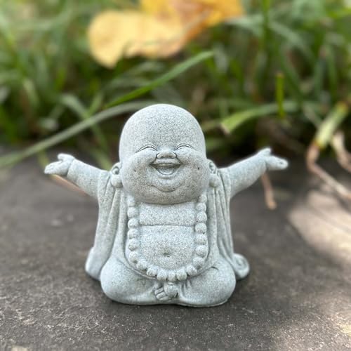 Mini Zen Laughing Buddha Statue, Tiny Sandstone Figurine for Garden Shelf - size: Laughing Buddha