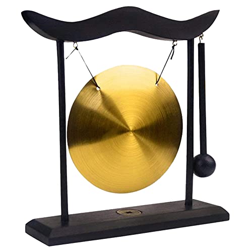 Uenede Brass Desktop Gong Pattern Ornament - color: Brown