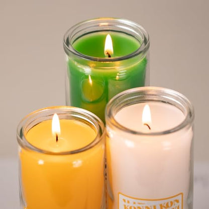 KONNI Pillar Candles in Glass Set of 3, 2x8 Inch White Candle - color: White