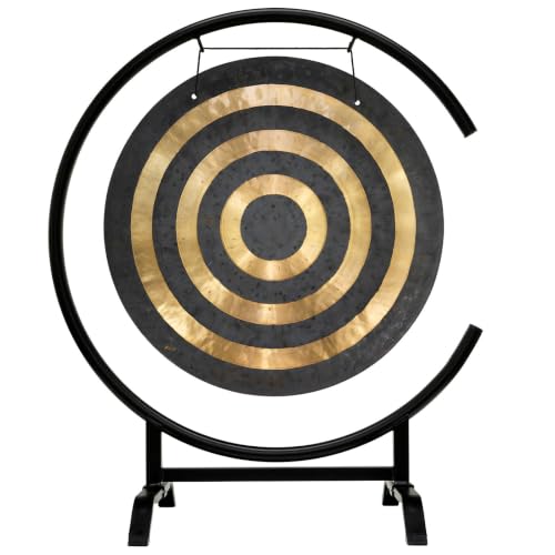 22" Chinese Gongs on the Seaside C-Stand - Includes Gong, Stand, & Mallet/Sturdy & Compact Design - color: 22" Solar Flare Gong