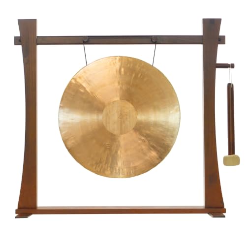 20" to 22" Gongs on the Spirit Guide Gong Stand - Includes Gong, Mallet, & Stand/Great for Office & Home/Traditional Style - size: 20" Heng Gong