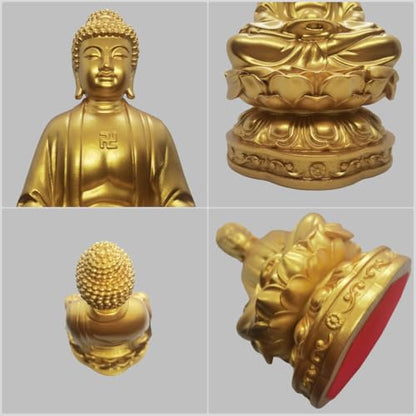 Resin Shakyamuni Buddha Statue 6" (Gold Color) - color: 6" Gold