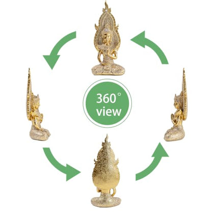 Buddha Statue, Golden, 7.87in Resin