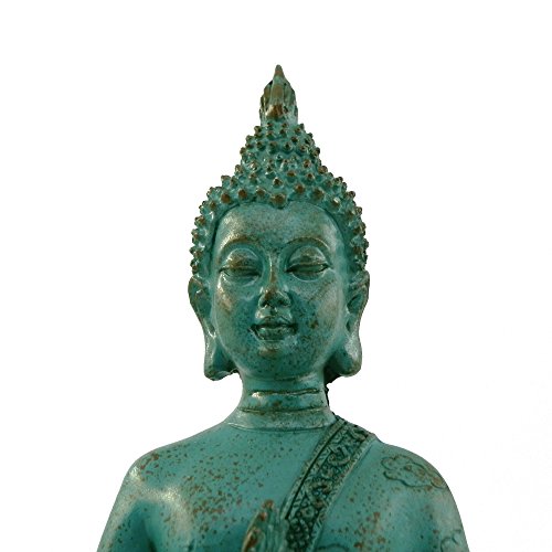 ornerx Meditation Thai Sitting Buddha Statue, Verdigris, 6.7" - color: Green