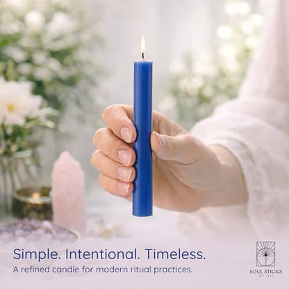 SOUL STICKS Tranquility Magic Spell Chime Taper Candles 20 Pack - Ideal for Altar, Rituals, Ceremonies, Meditation Blue Tapered Candle for Witchcraft Supplies, Wiccan Supplies, Candles Clearance - color: Tranquility Light Blue Chime Candles