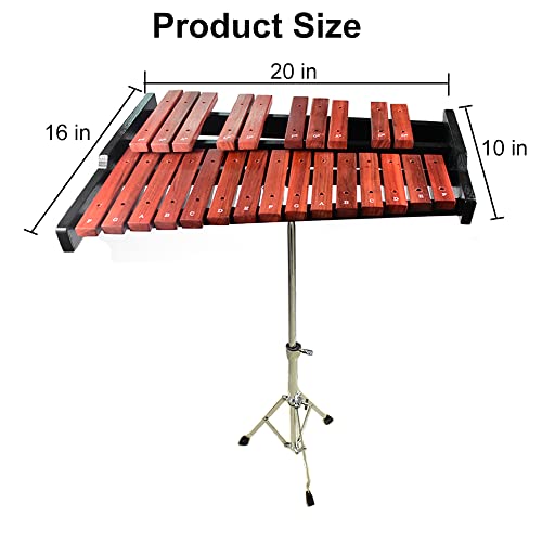 TNZMART 25 Note Xylophone Wooden Glockenspiel Xylophone with Mallet Professional Percussion Instrument (Xylophone with stand) - color: Xylophone with stand